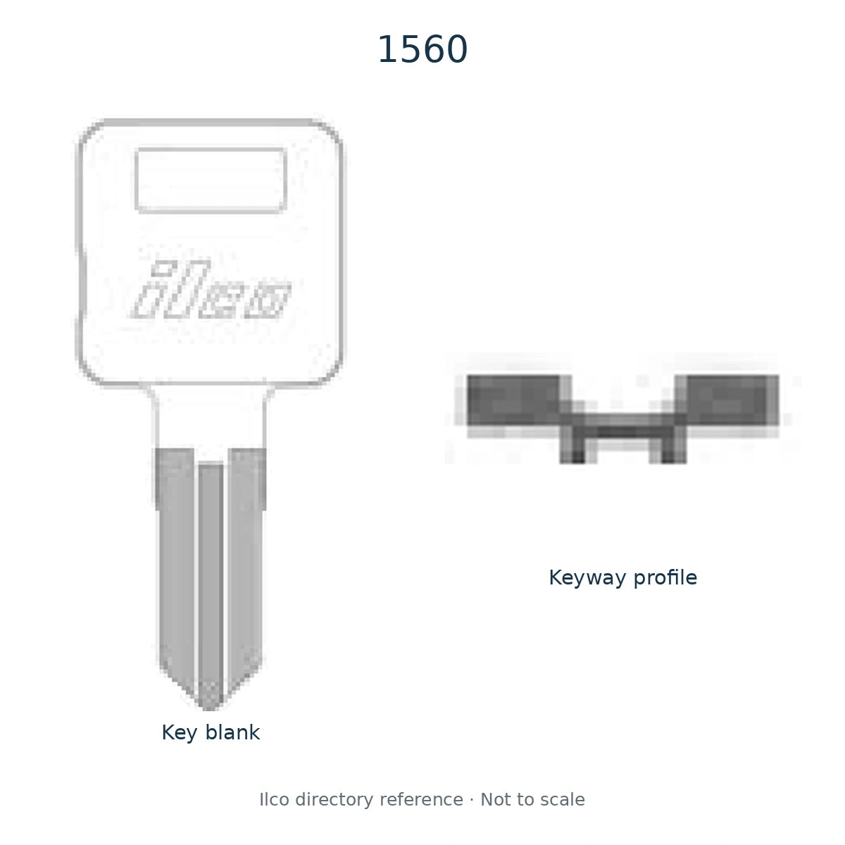 Ilco directory reference 1560 — full key blank and keyway profile; not to scale