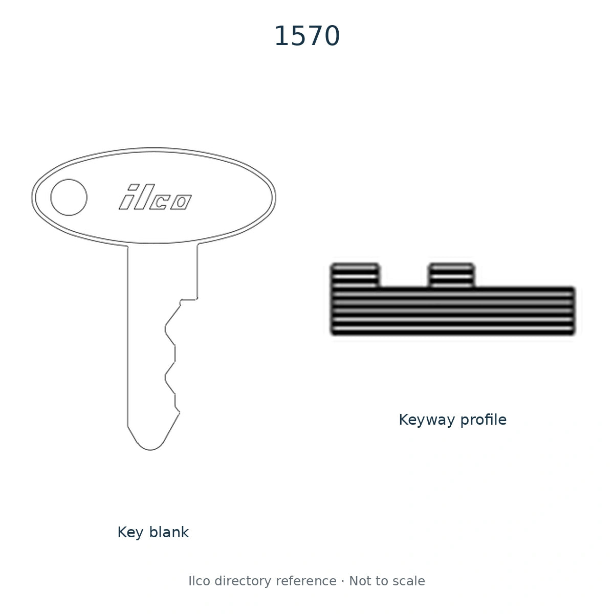Ilco directory reference 1570 — full key blank and keyway profile; not to scale