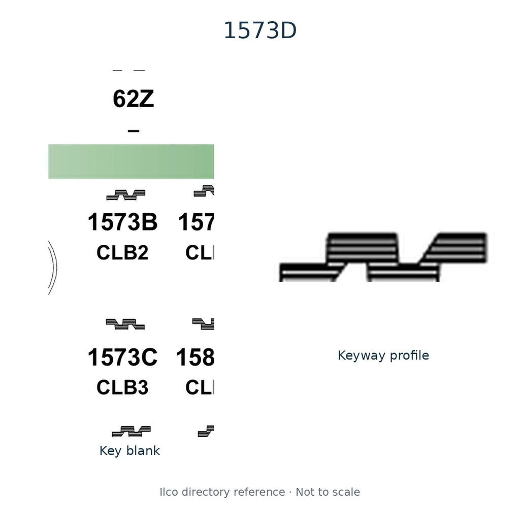 Ilco directory reference 1573D — key blank and keyway profile; not to scale