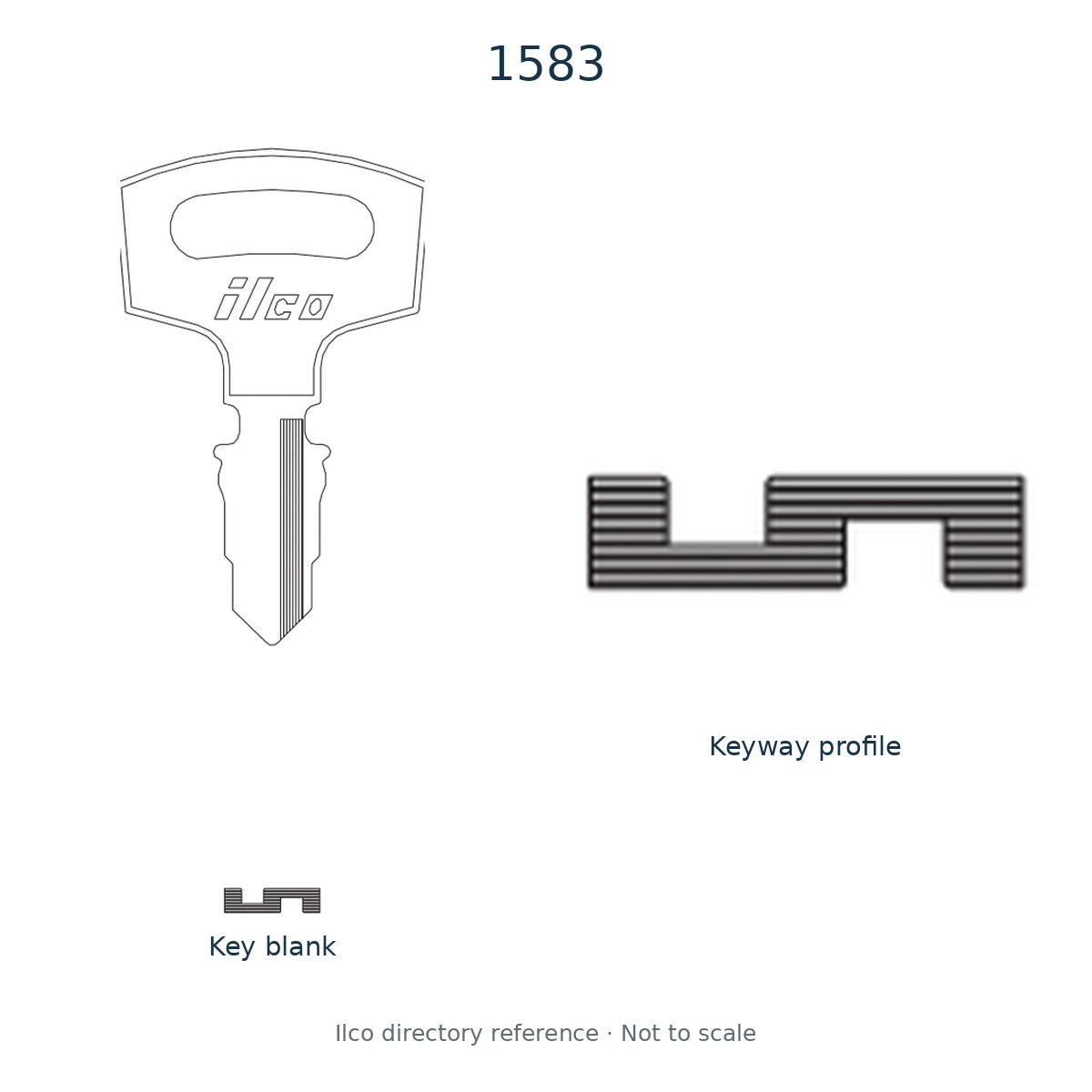 Ilco directory reference 1583 — key blank and keyway profile; not to scale