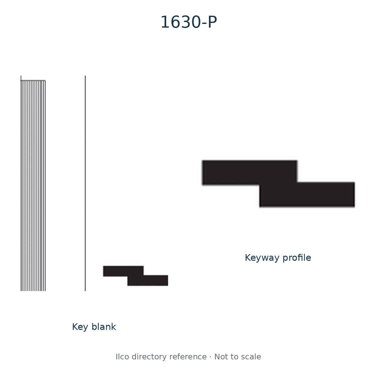 Ilco directory reference 1630-P — key blank and keyway profile; not to scale