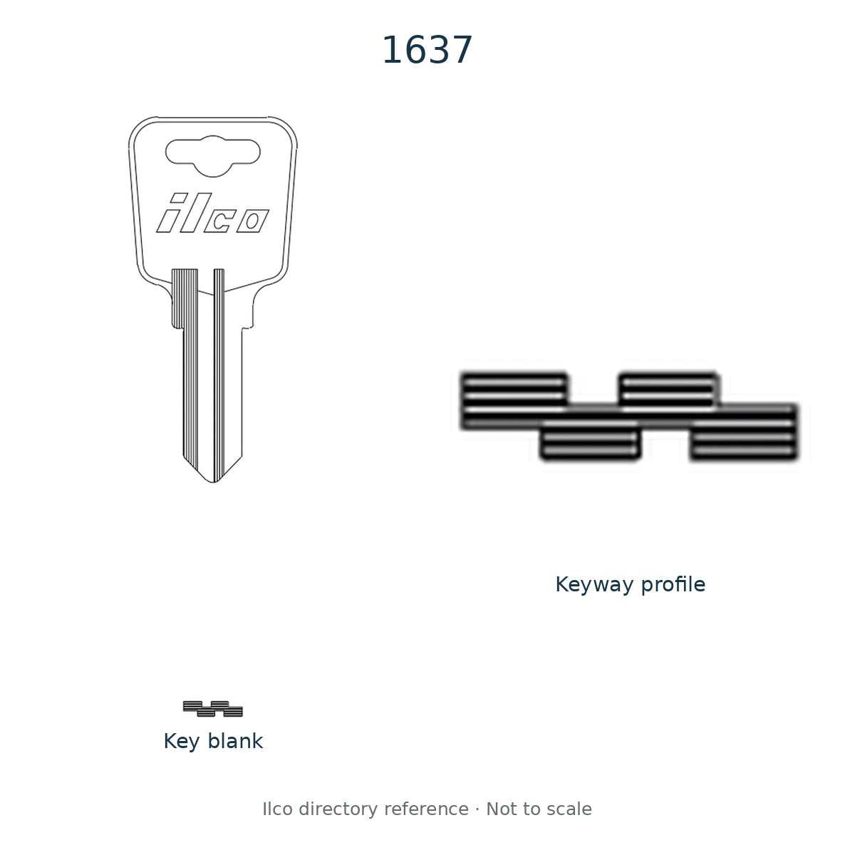 Ilco directory reference 1637 — key blank and keyway profile; not to scale