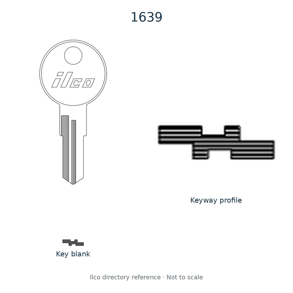Ilco directory reference 1639 — key blank and keyway profile; not to scale
