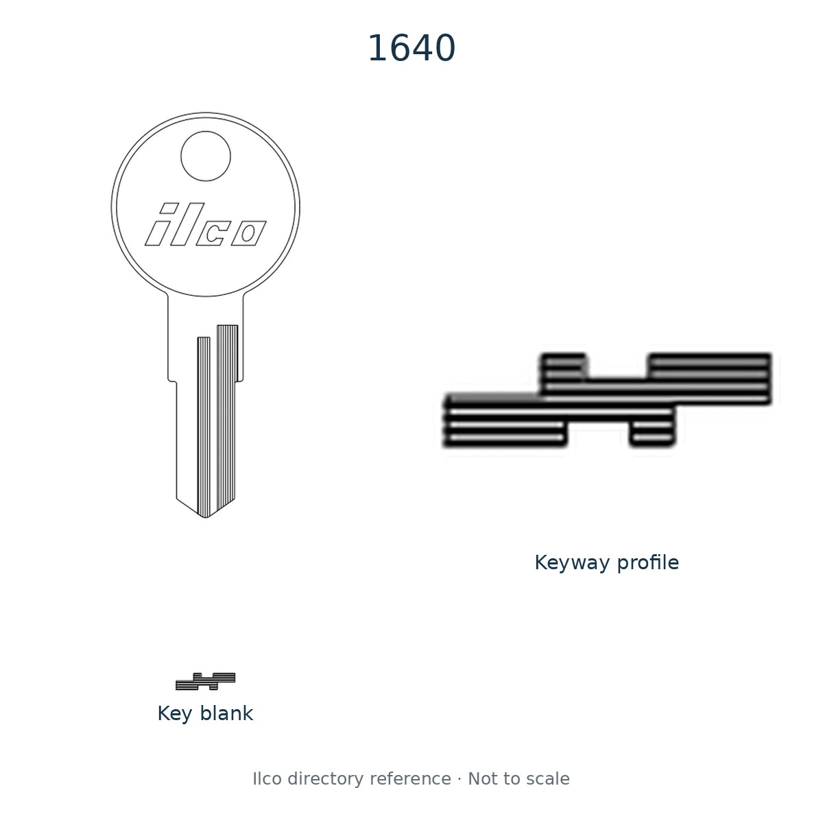 Ilco directory reference 1640 — key blank and keyway profile; not to scale