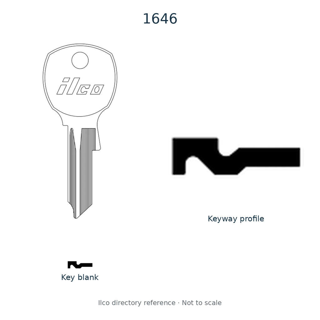 Ilco directory reference 1646 — key blank and keyway profile; not to scale