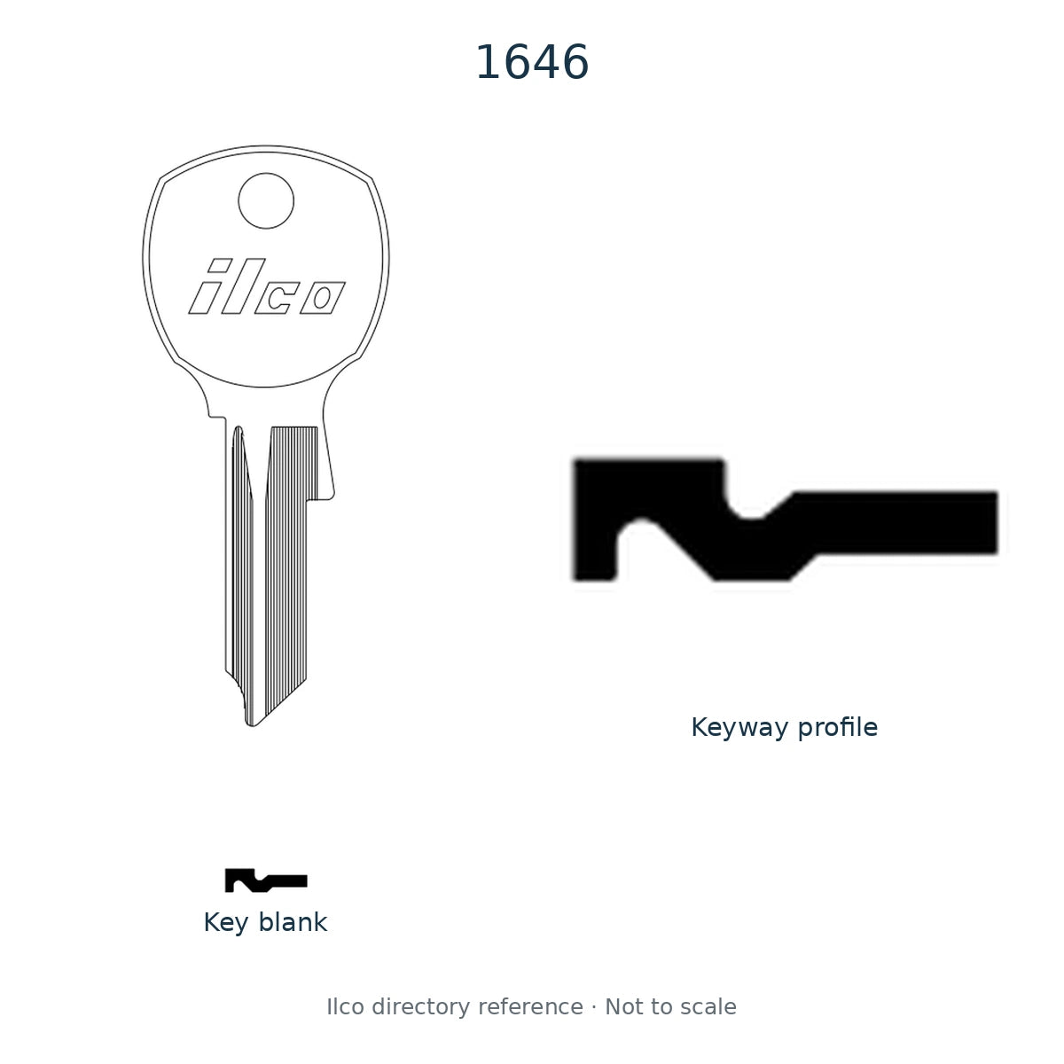 Ilco directory reference 1646 — key blank and keyway profile; not to scale