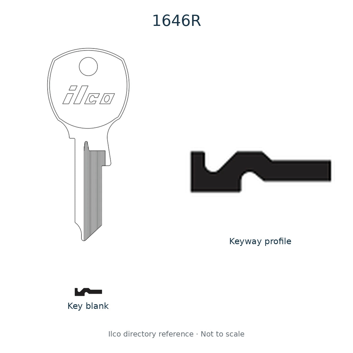 Ilco directory reference 1646R — key blank and keyway profile; not to scale