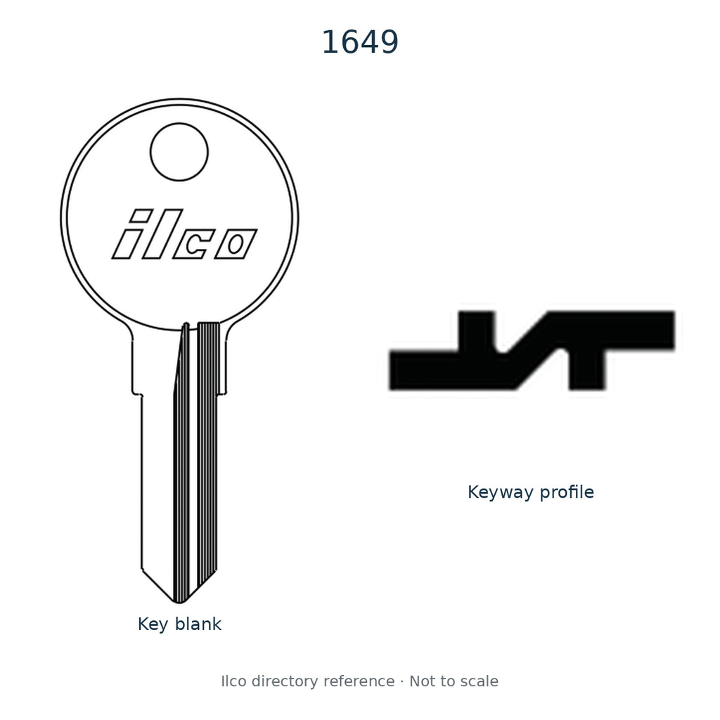 Ilco directory reference 1649 — key blank and keyway profile; not to scale