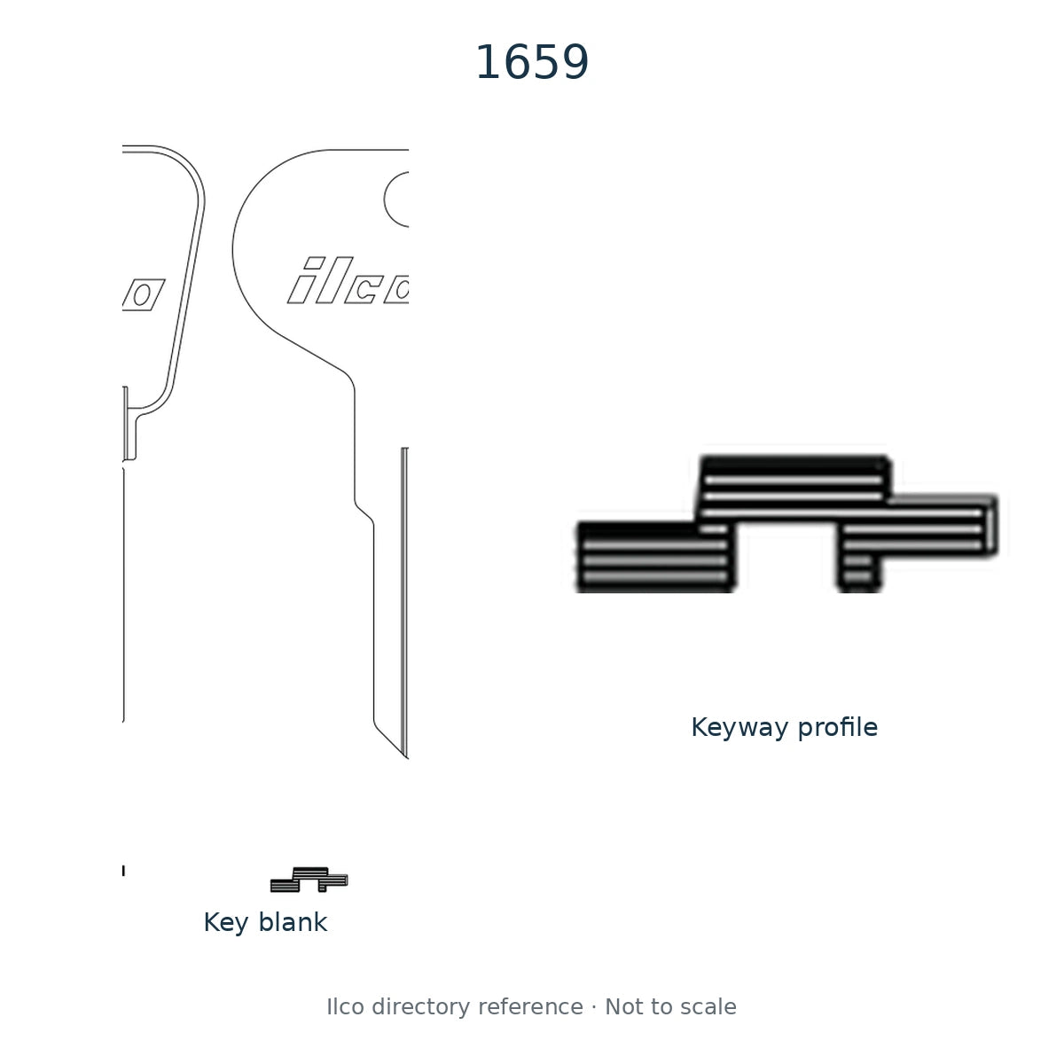 Ilco directory reference 1659 — key blank and keyway profile; not to scale