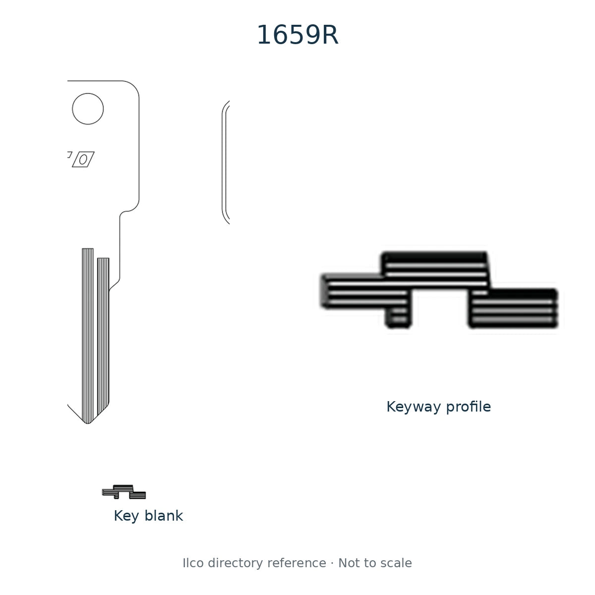 Ilco directory reference 1659R — key blank and keyway profile; not to scale