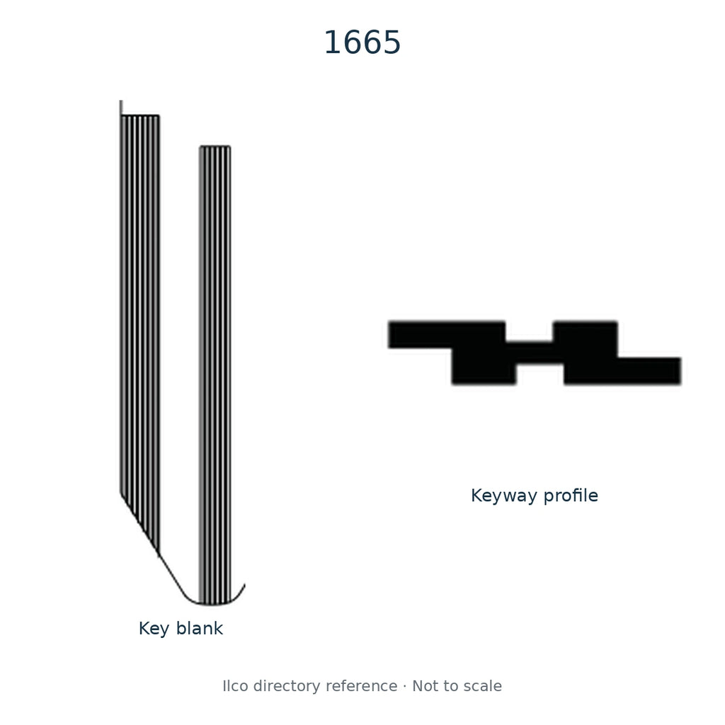 Ilco directory reference 1665 — key blank and keyway profile; not to scale