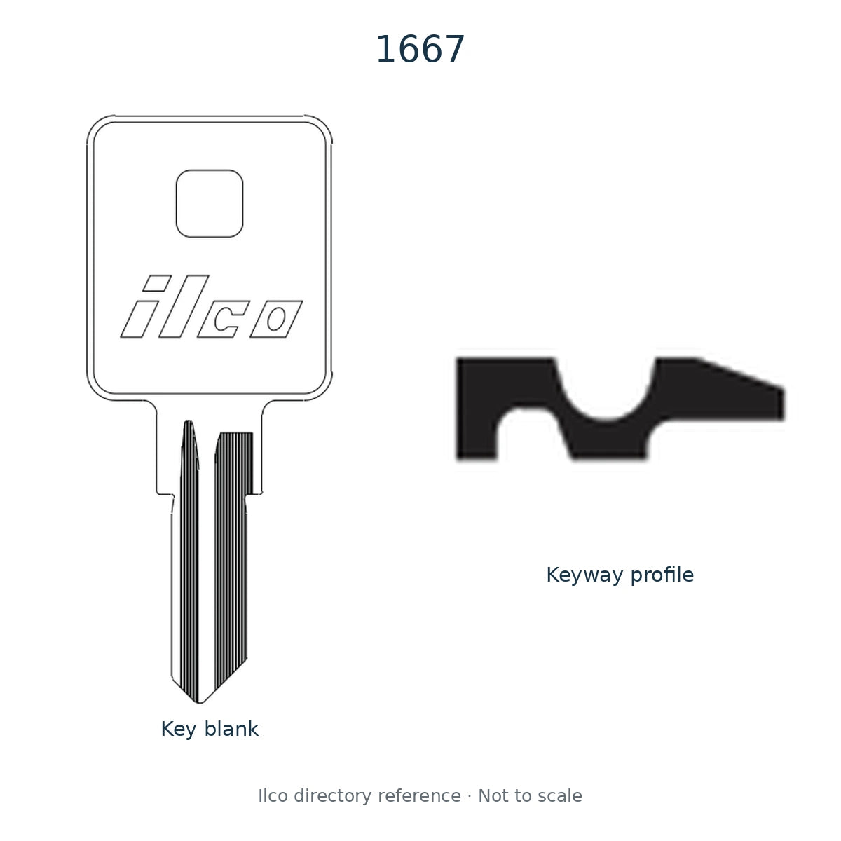 Ilco directory reference 1667 — key blank and keyway profile; not to scale