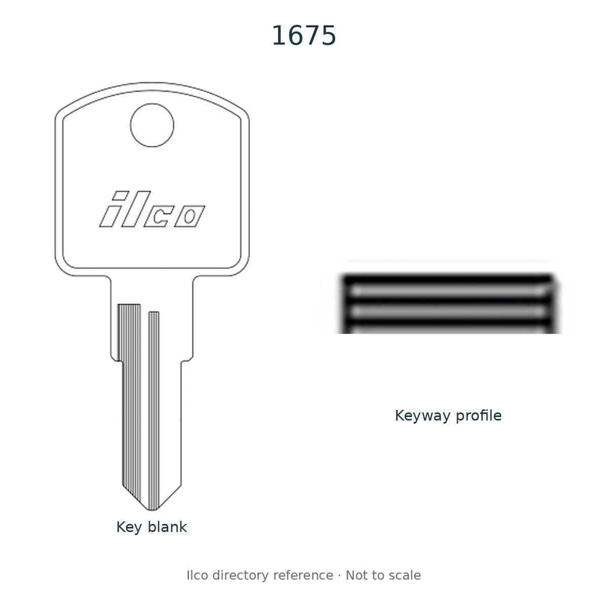 Ilco directory reference 1675 — full key blank and keyway profile; not to scale