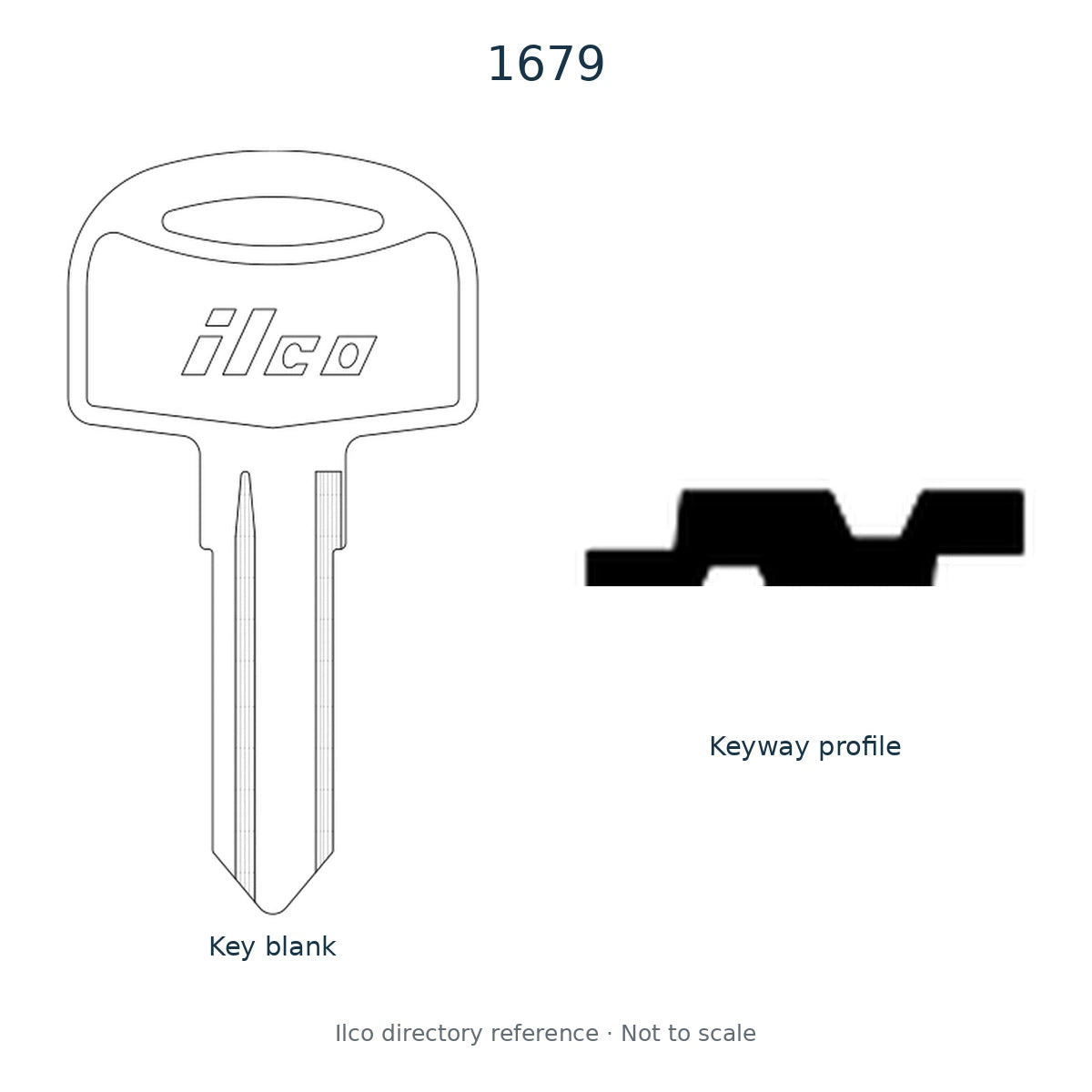 Ilco directory reference 1679 — key blank and keyway profile; not to scale