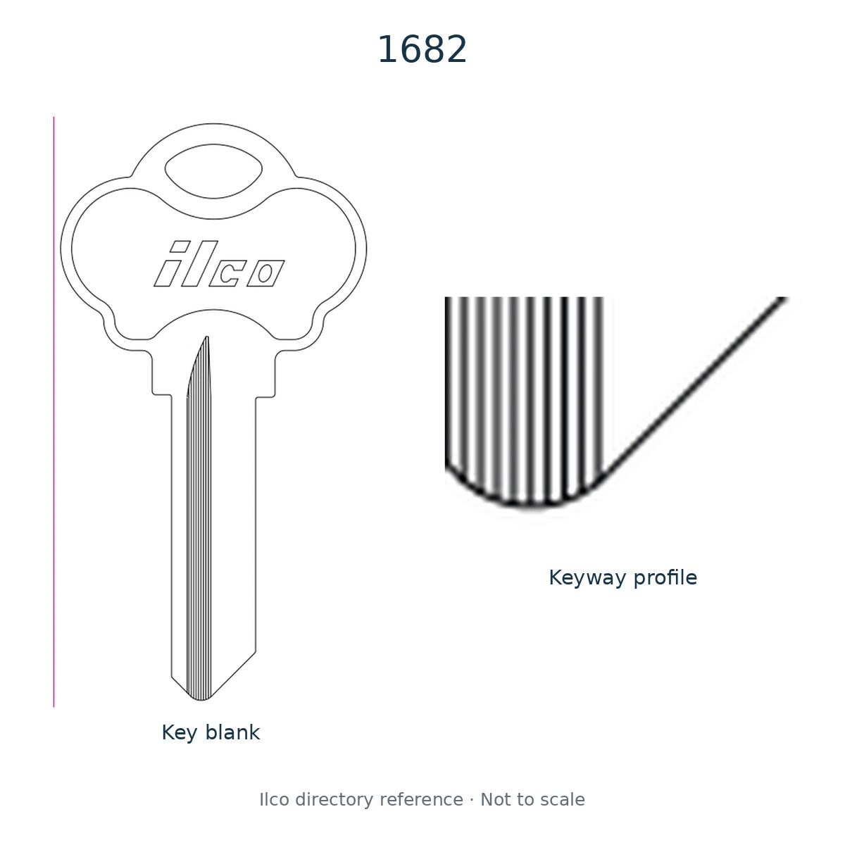 Ilco directory reference 1682 — key blank and keyway profile; not to scale