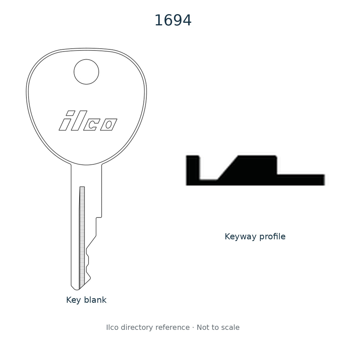 Ilco directory reference 1694 — key blank and keyway profile; not to scale