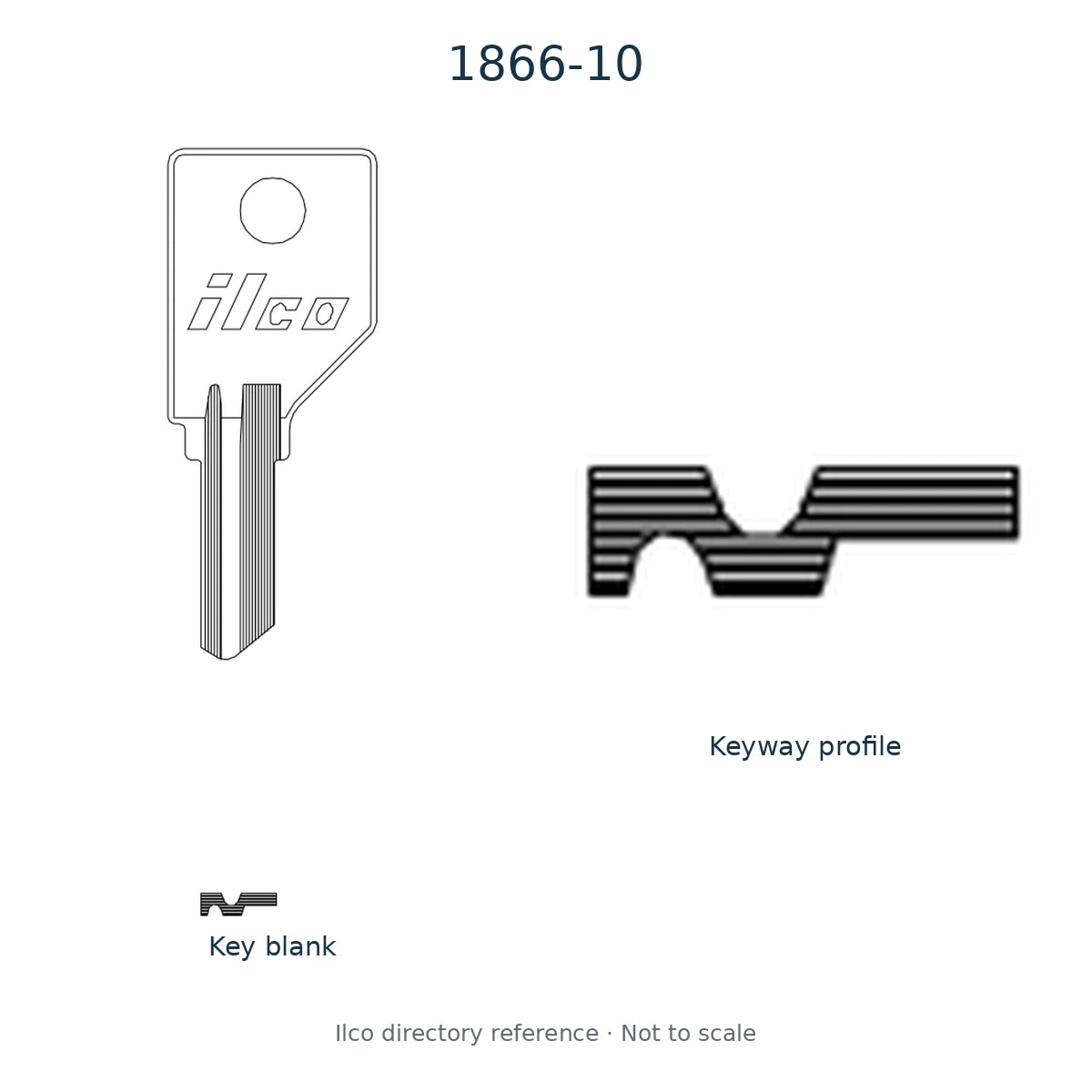 Ilco directory reference 1866-10 — key blank and keyway profile; not to scale
