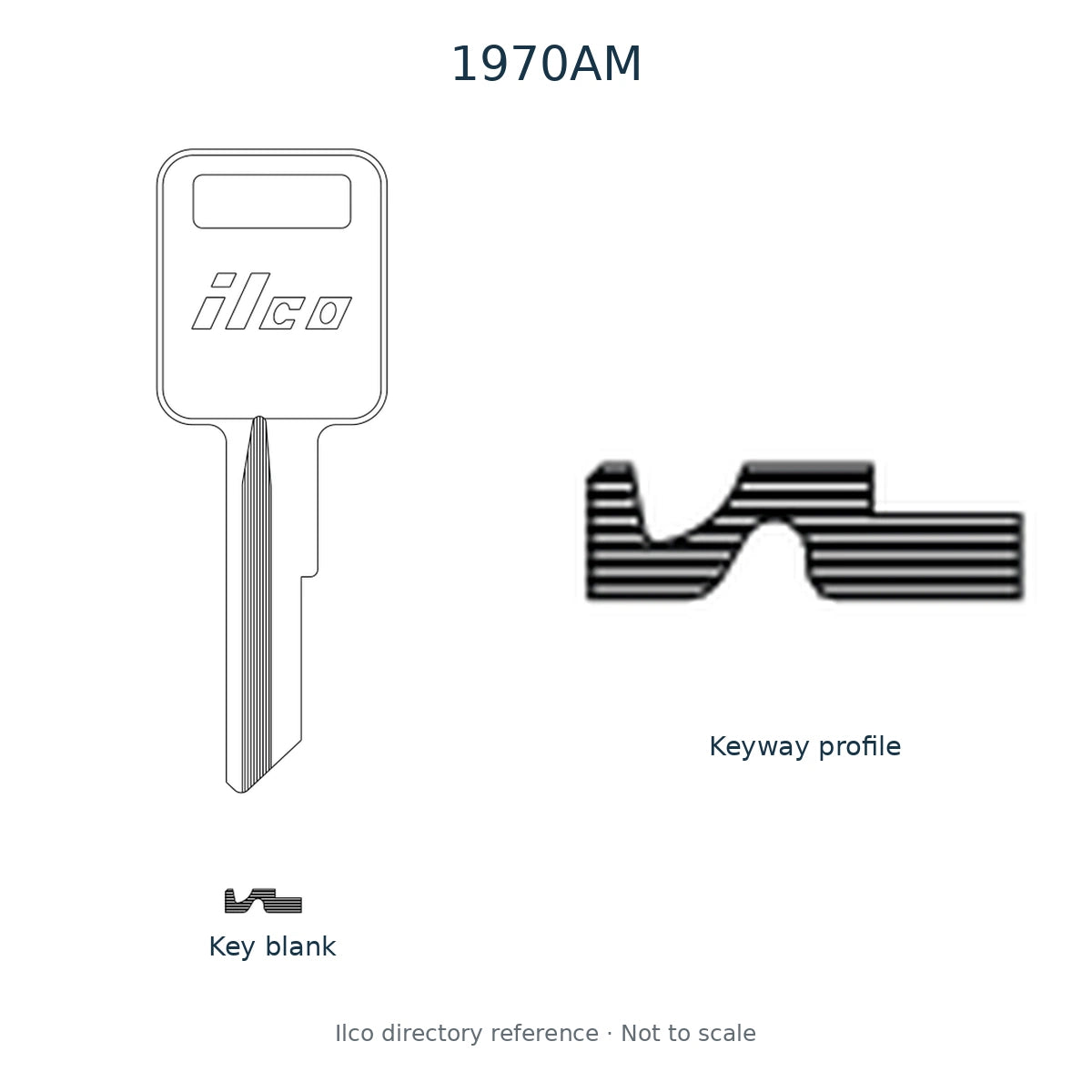 Ilco directory reference 1970AM — key blank and keyway profile; not to scale