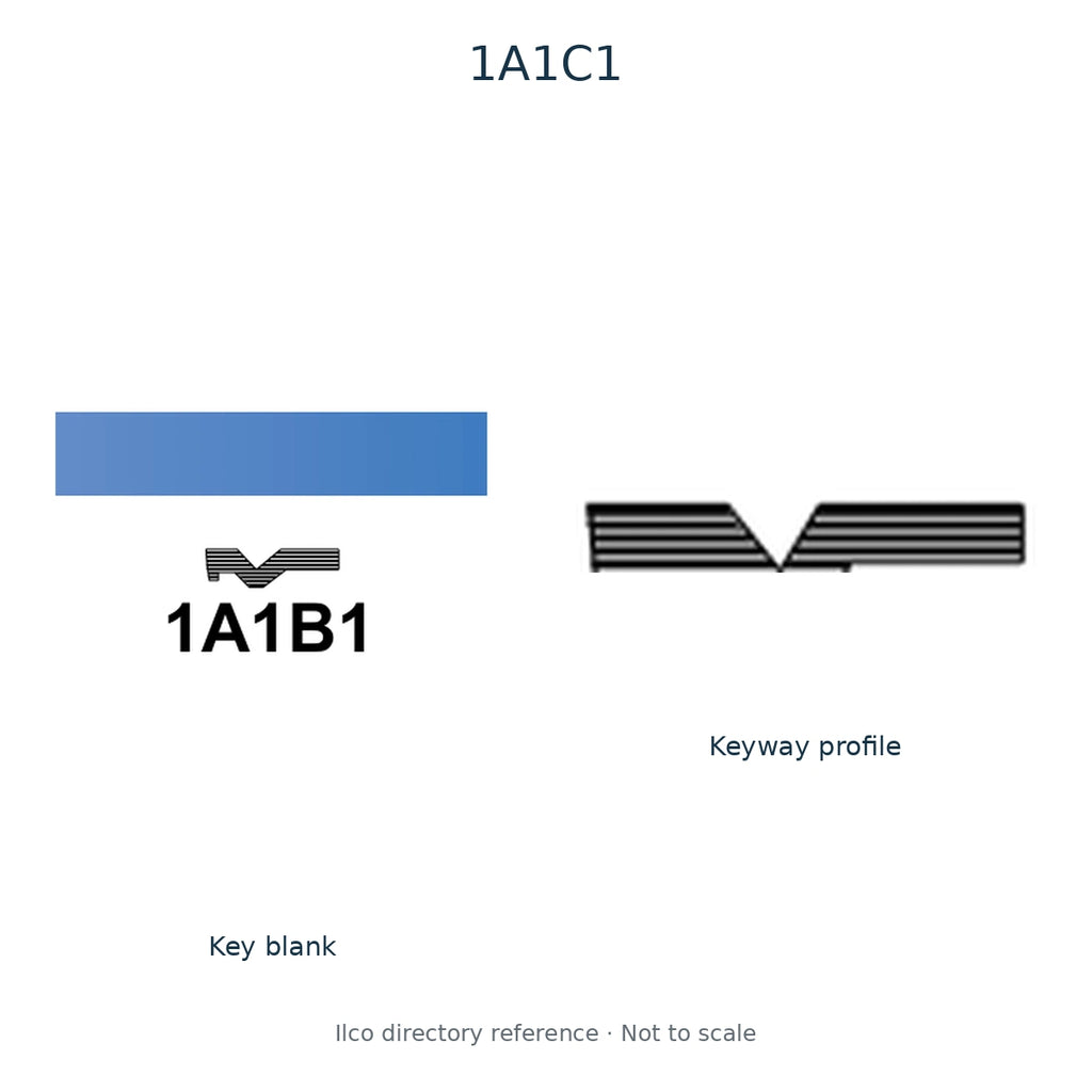 Ilco directory reference 1A1C1 — key blank and keyway profile; not to scale