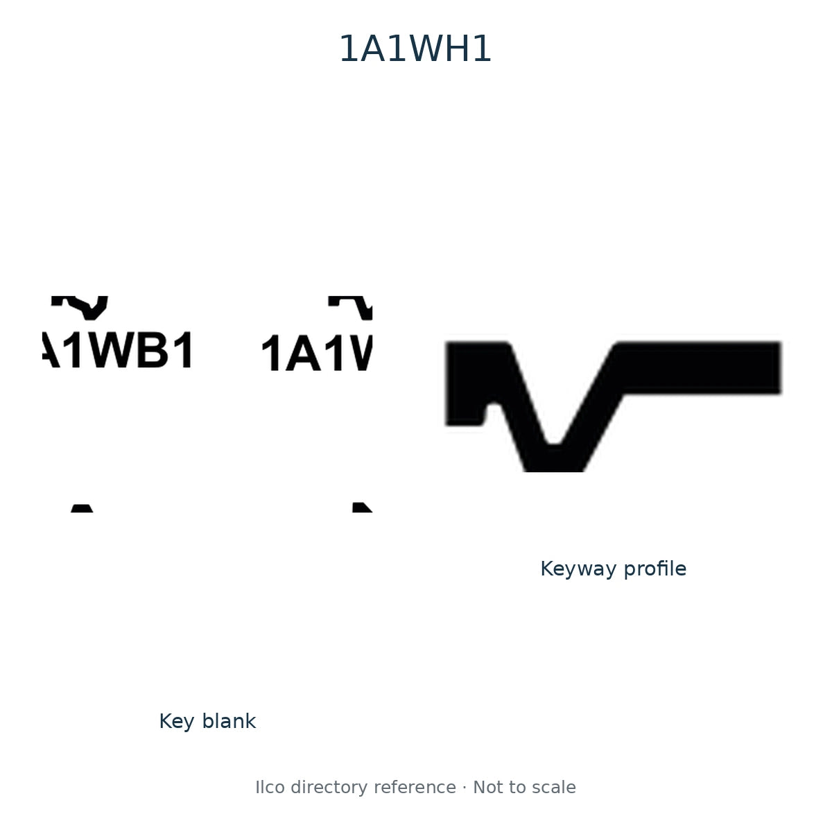 Ilco directory reference 1A1WH1 — key blank and keyway profile; not to scale