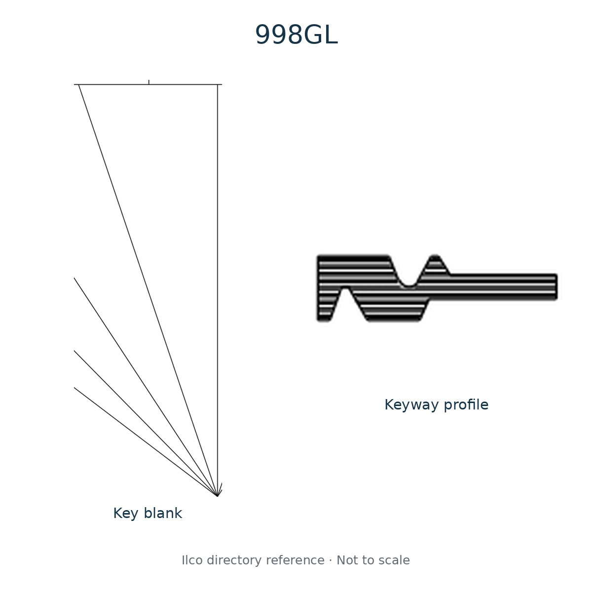 Ilco directory reference 998GL — key blank and keyway profile; not to scale
