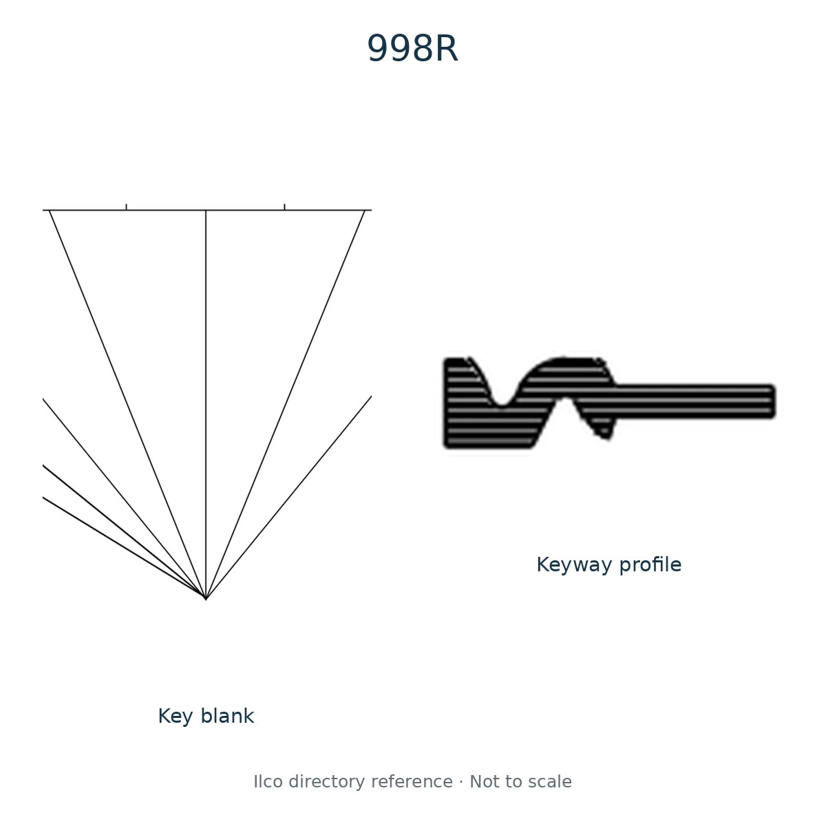 Ilco directory reference 998R — key blank and keyway profile; not to scale