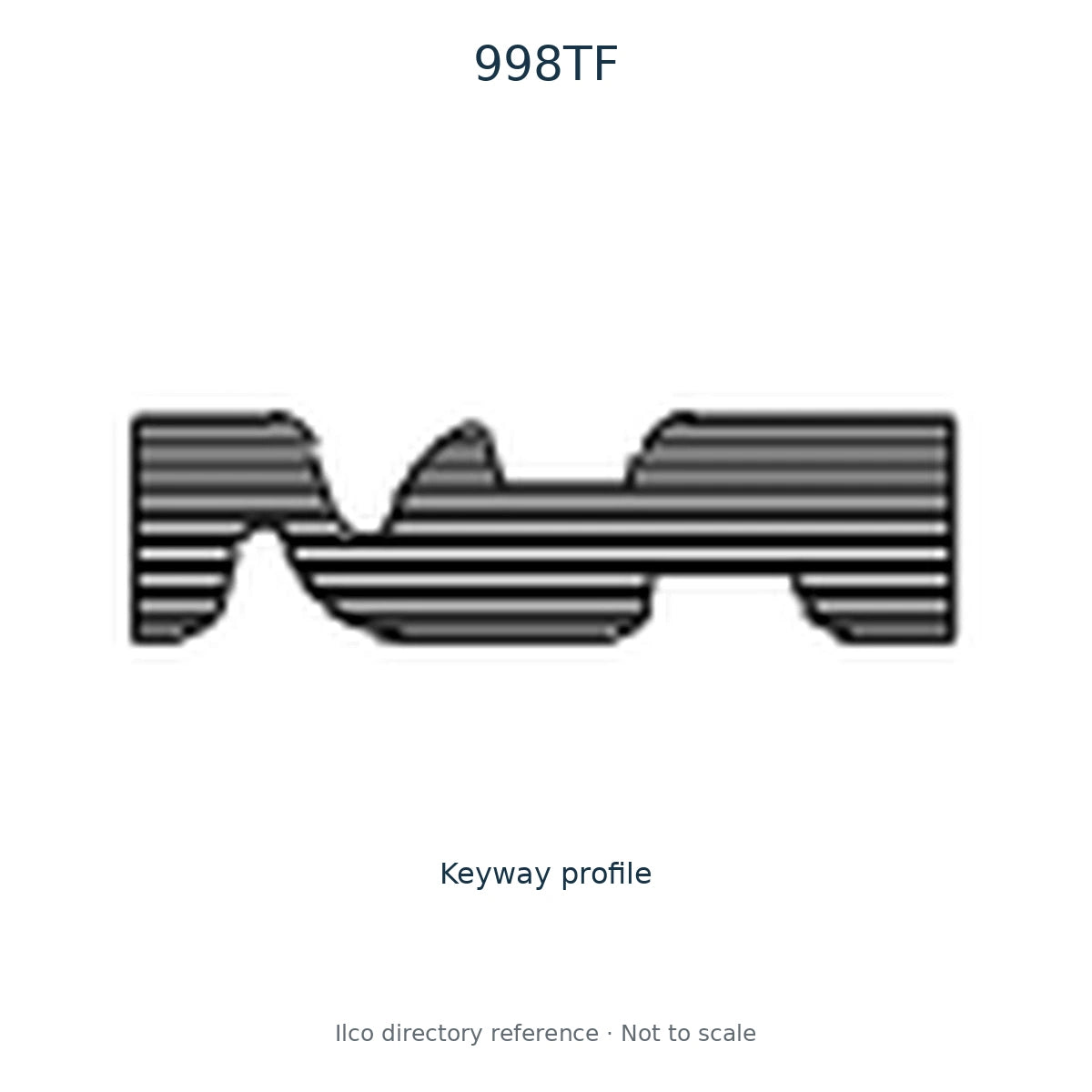 Ilco directory reference 998TF — key blank and keyway profile; not to scale