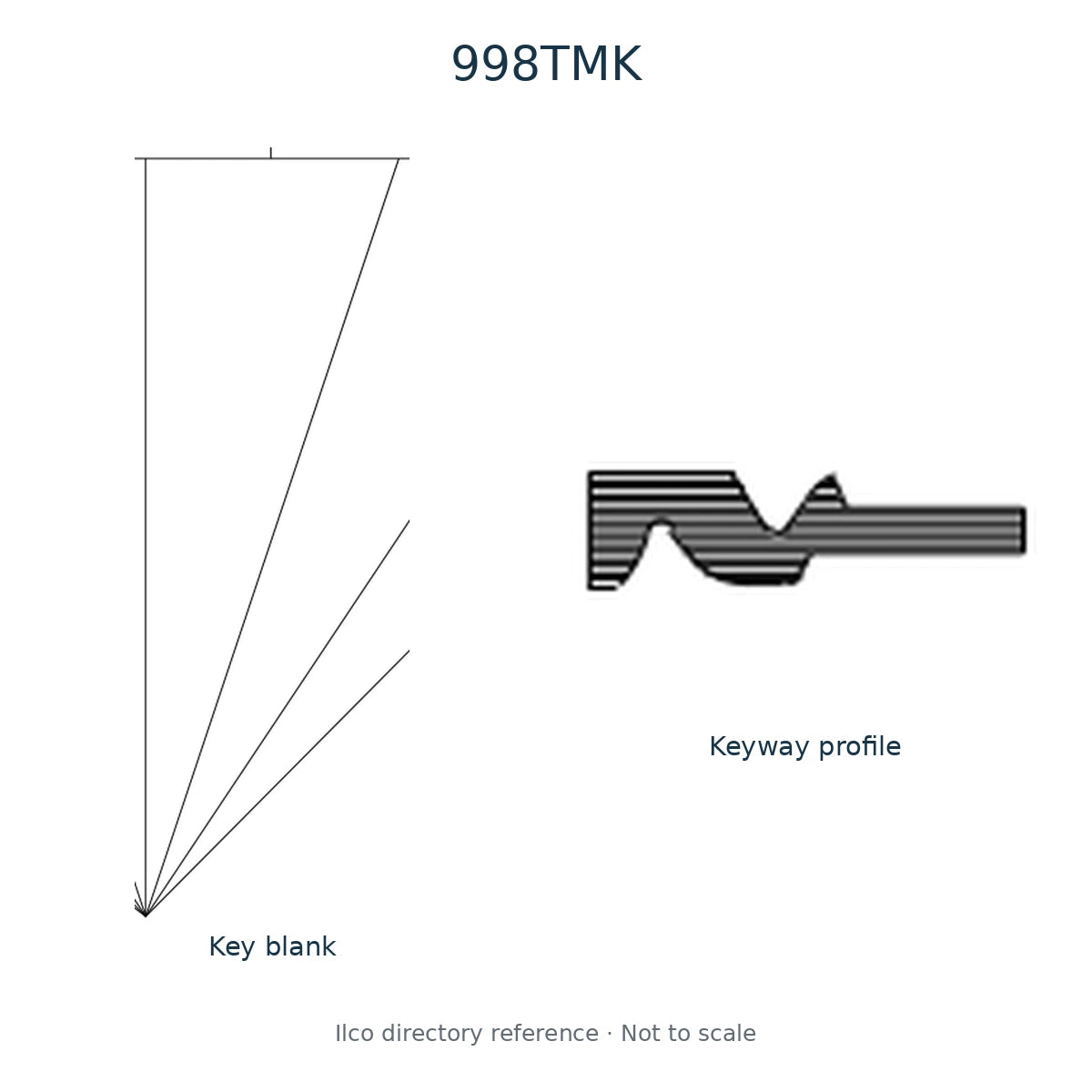 Ilco directory reference 998TMK — key blank and keyway profile; not to scale