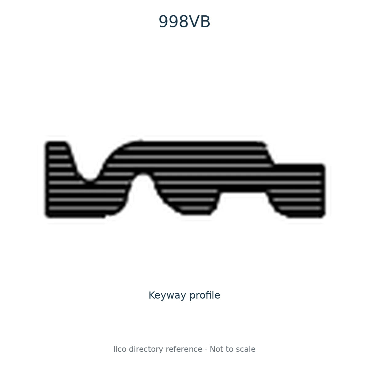 Ilco directory reference 998VB — key blank and keyway profile; not to scale