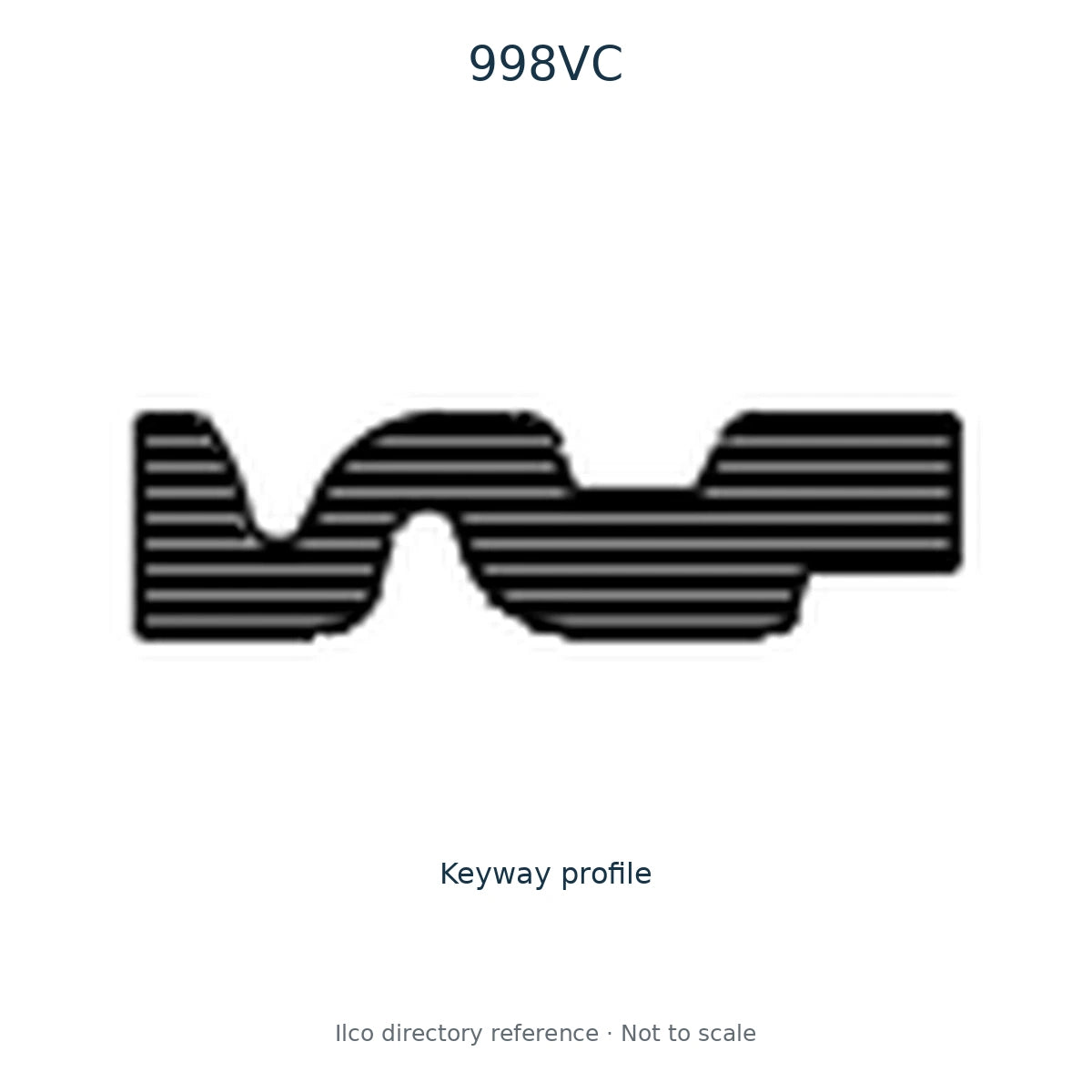 Ilco directory reference 998VC — key blank and keyway profile; not to scale