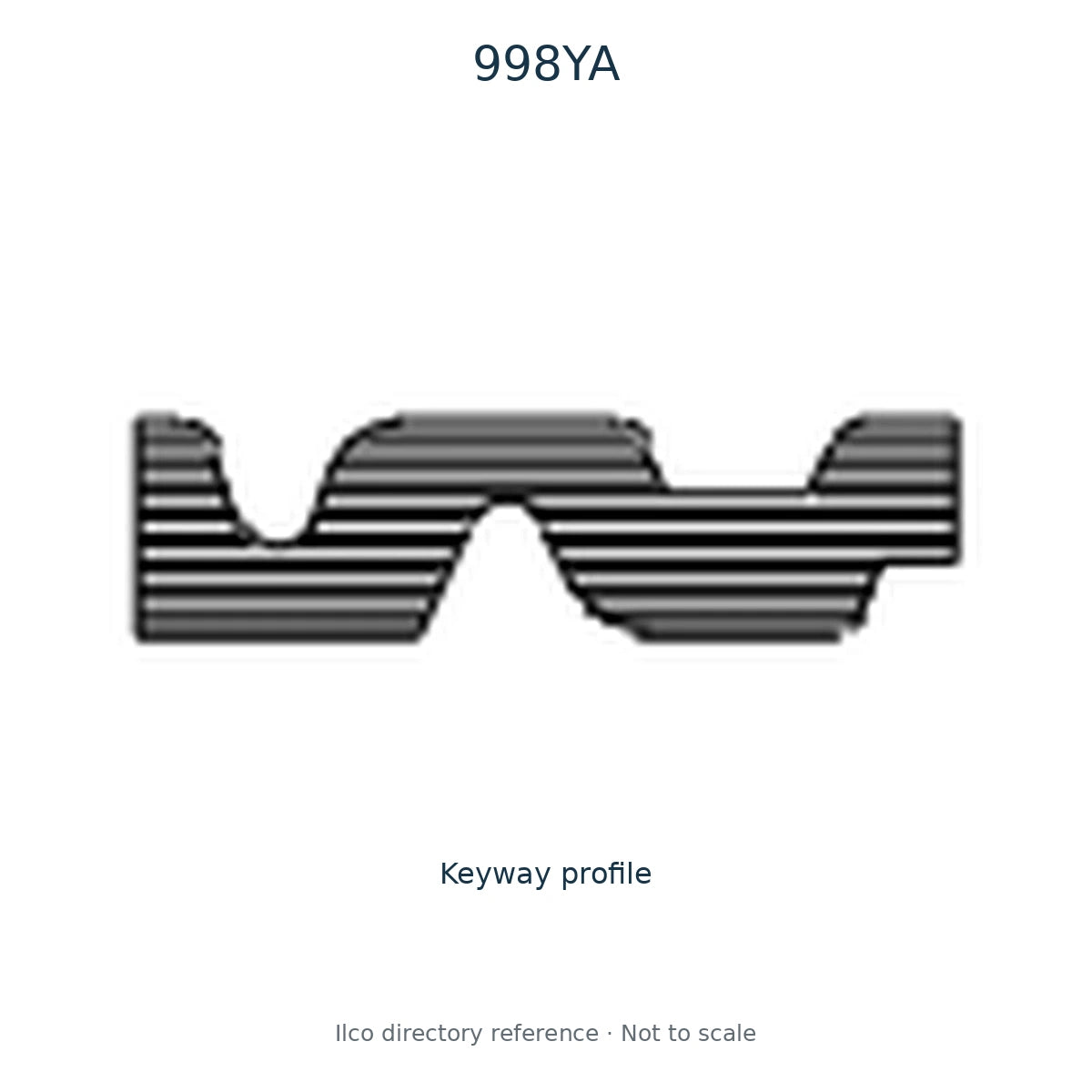 Ilco directory reference 998YA — key blank and keyway profile; not to scale
