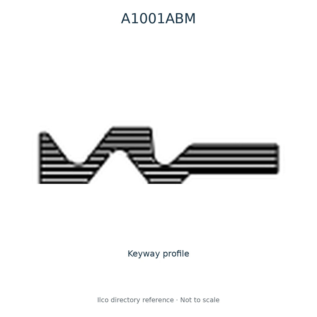 Ilco directory reference A1001ABM — key blank and keyway profile; not to scale