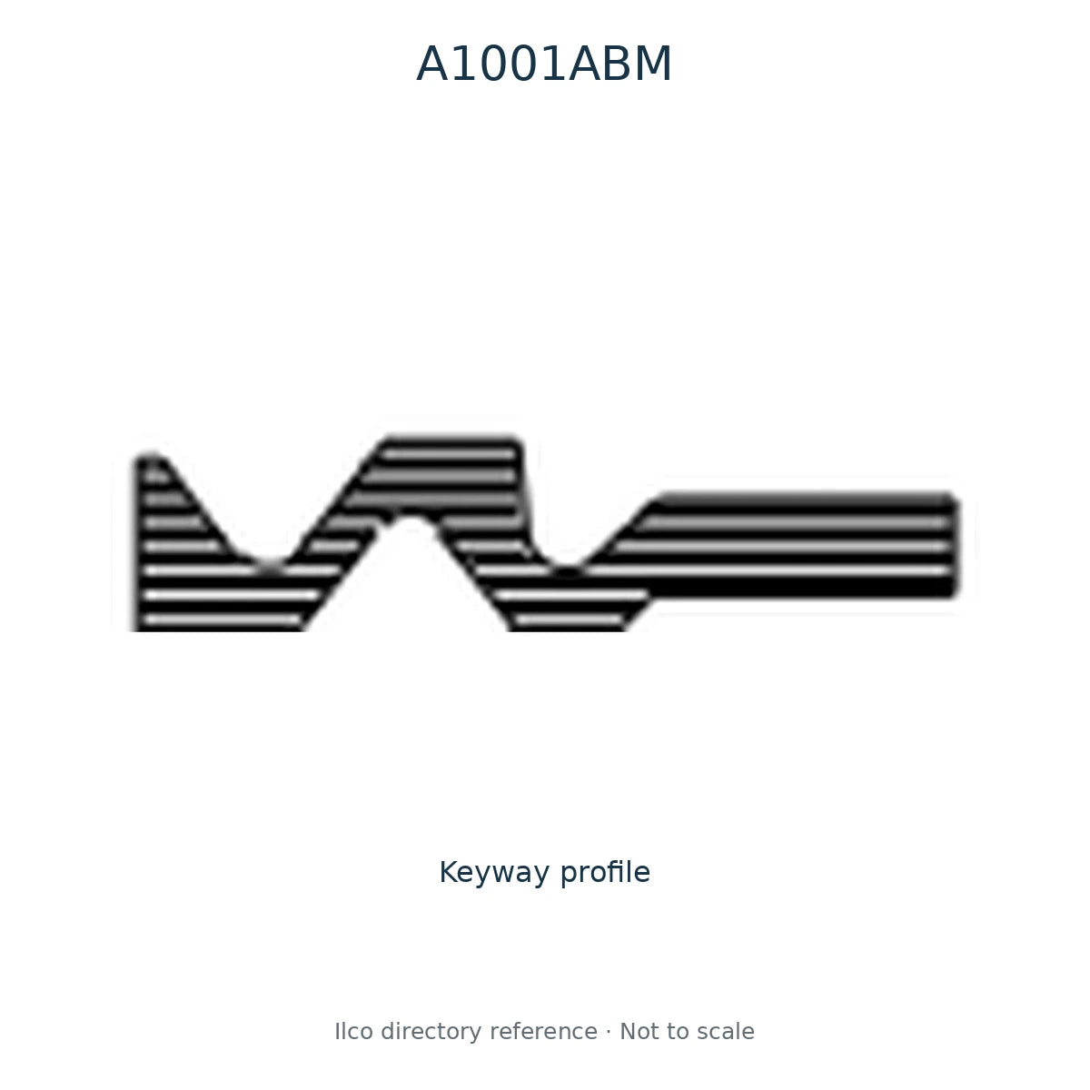 Ilco directory reference A1001ABM — key blank and keyway profile; not to scale