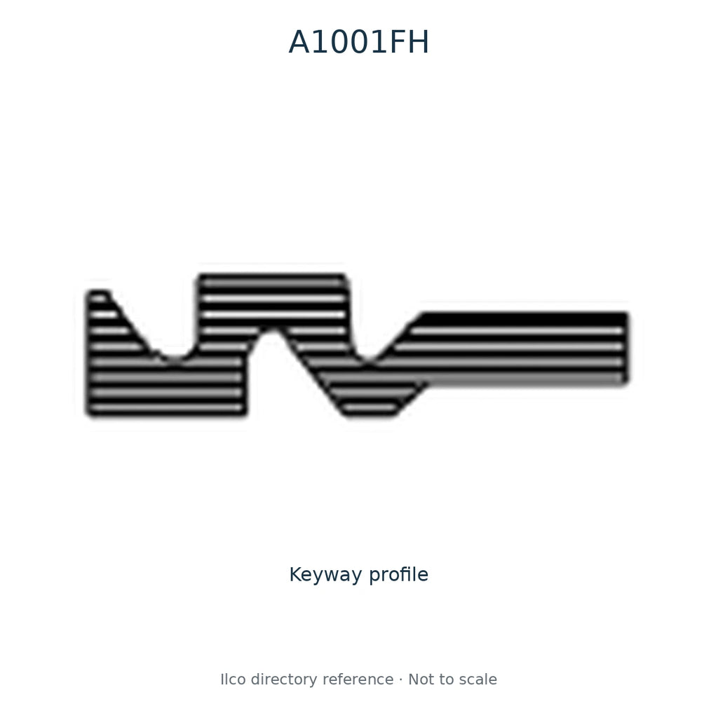 Ilco directory reference A1001FH — key blank and keyway profile; not to scale