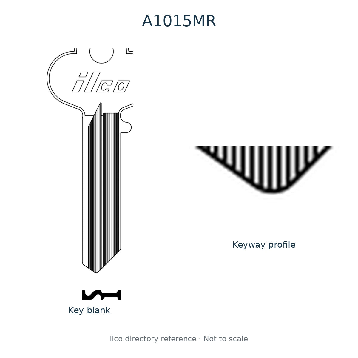 Ilco directory reference A1015MR — key blank and keyway profile; not to scale