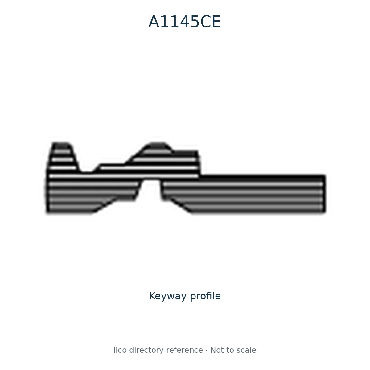 Ilco directory reference A1145CE — key blank and keyway profile; not to scale