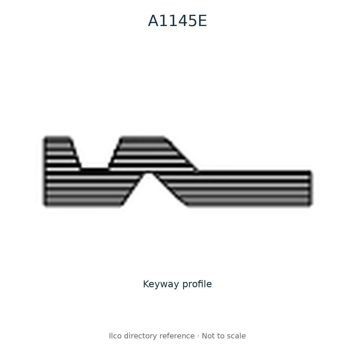 Ilco directory reference A1145E — key blank and keyway profile; not to scale