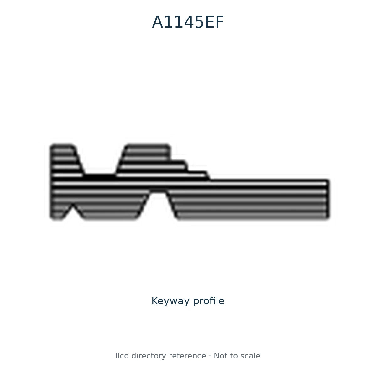 Ilco directory reference A1145EF — key blank and keyway profile; not to scale