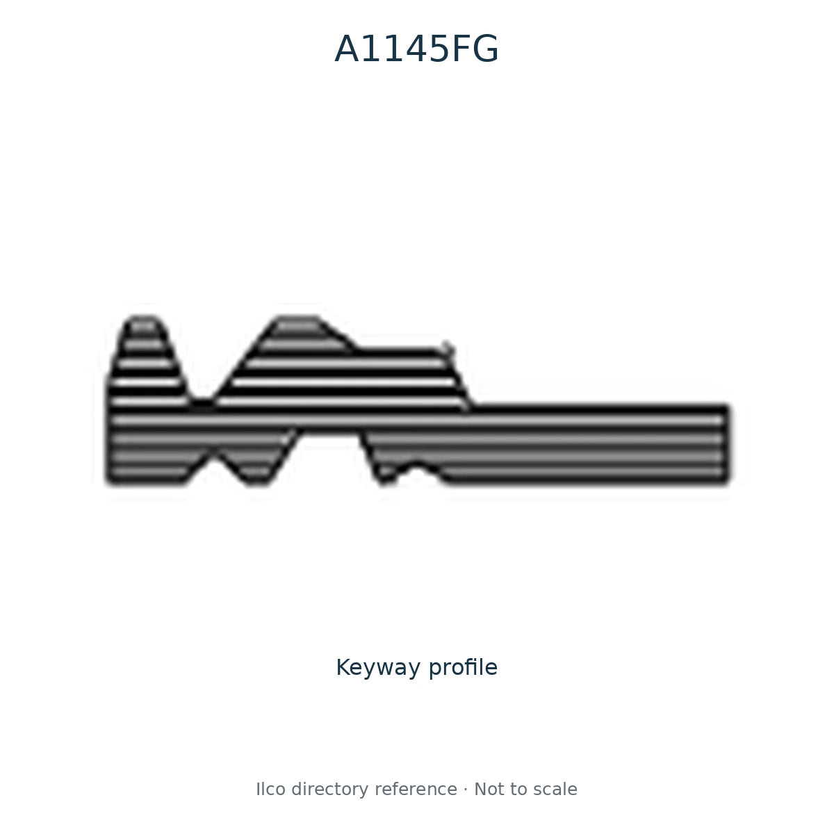 Ilco directory reference A1145FG — key blank and keyway profile; not to scale
