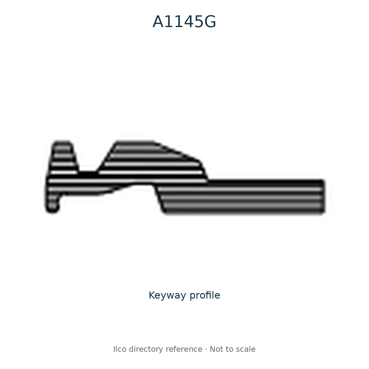 Ilco directory reference A1145G — key blank and keyway profile; not to scale