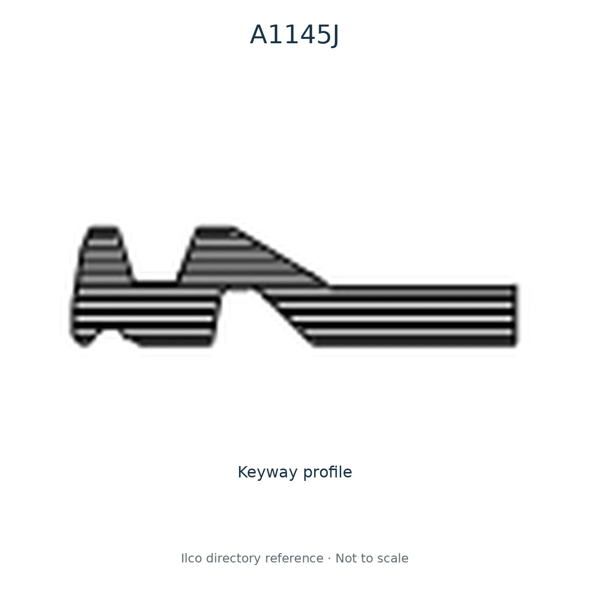 Ilco directory reference A1145J — key blank and keyway profile; not to scale