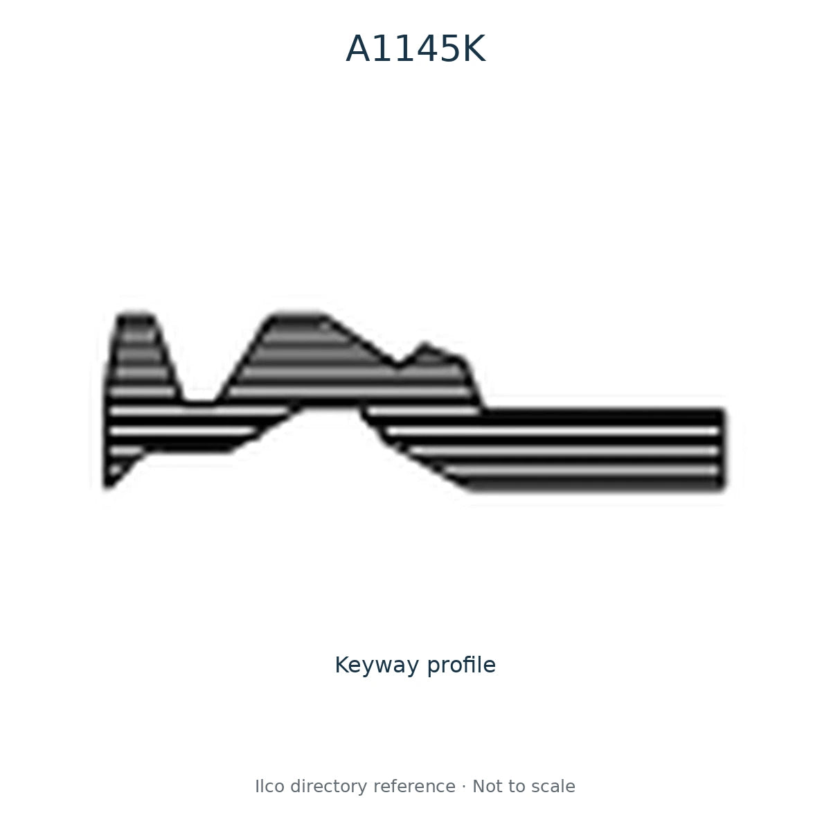 Ilco directory reference A1145K — key blank and keyway profile; not to scale