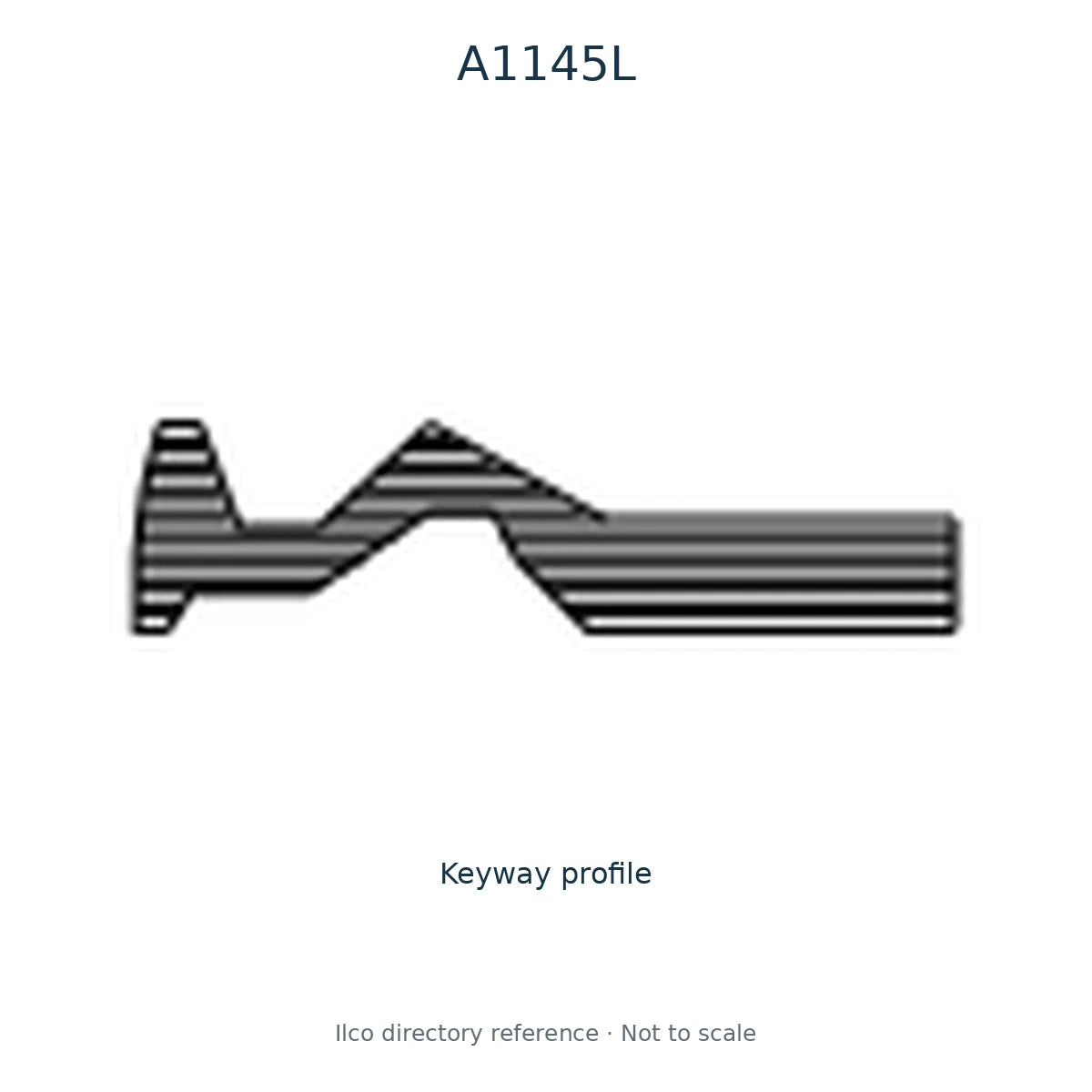 Ilco directory reference A1145L — key blank and keyway profile; not to scale