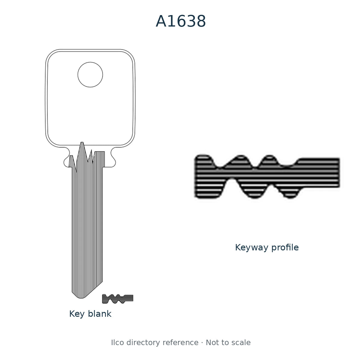 Ilco directory reference A1638 — key blank and keyway profile; not to scale