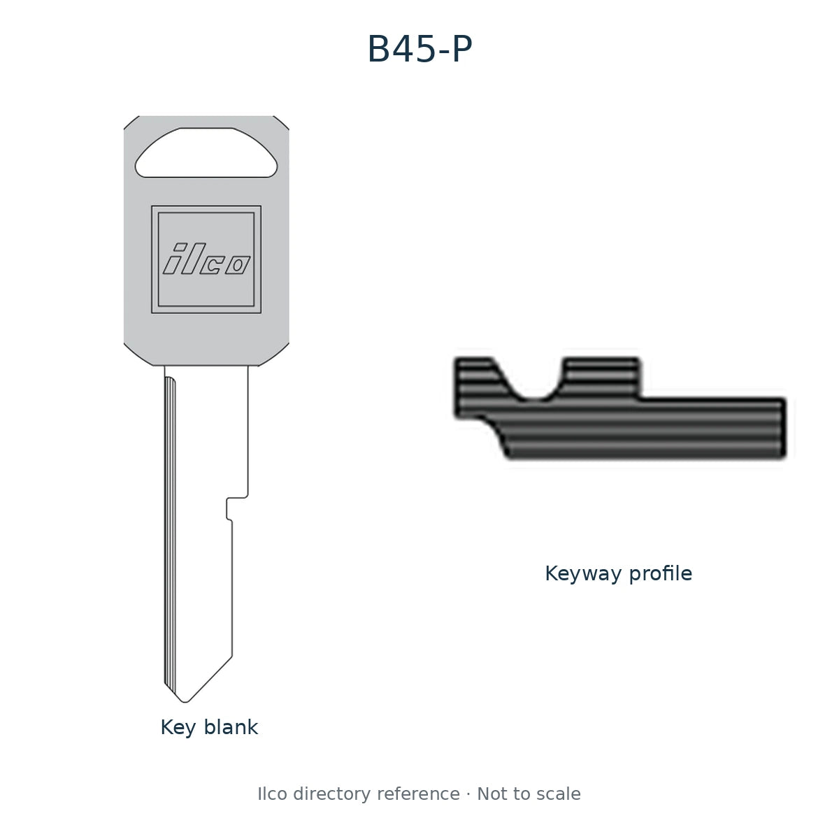 Ilco directory reference B45-P — key blank and keyway profile; not to scale