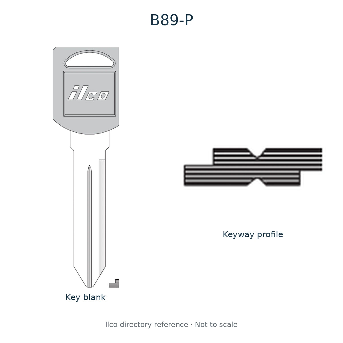 Ilco directory reference B89-P — key blank and keyway profile; not to scale