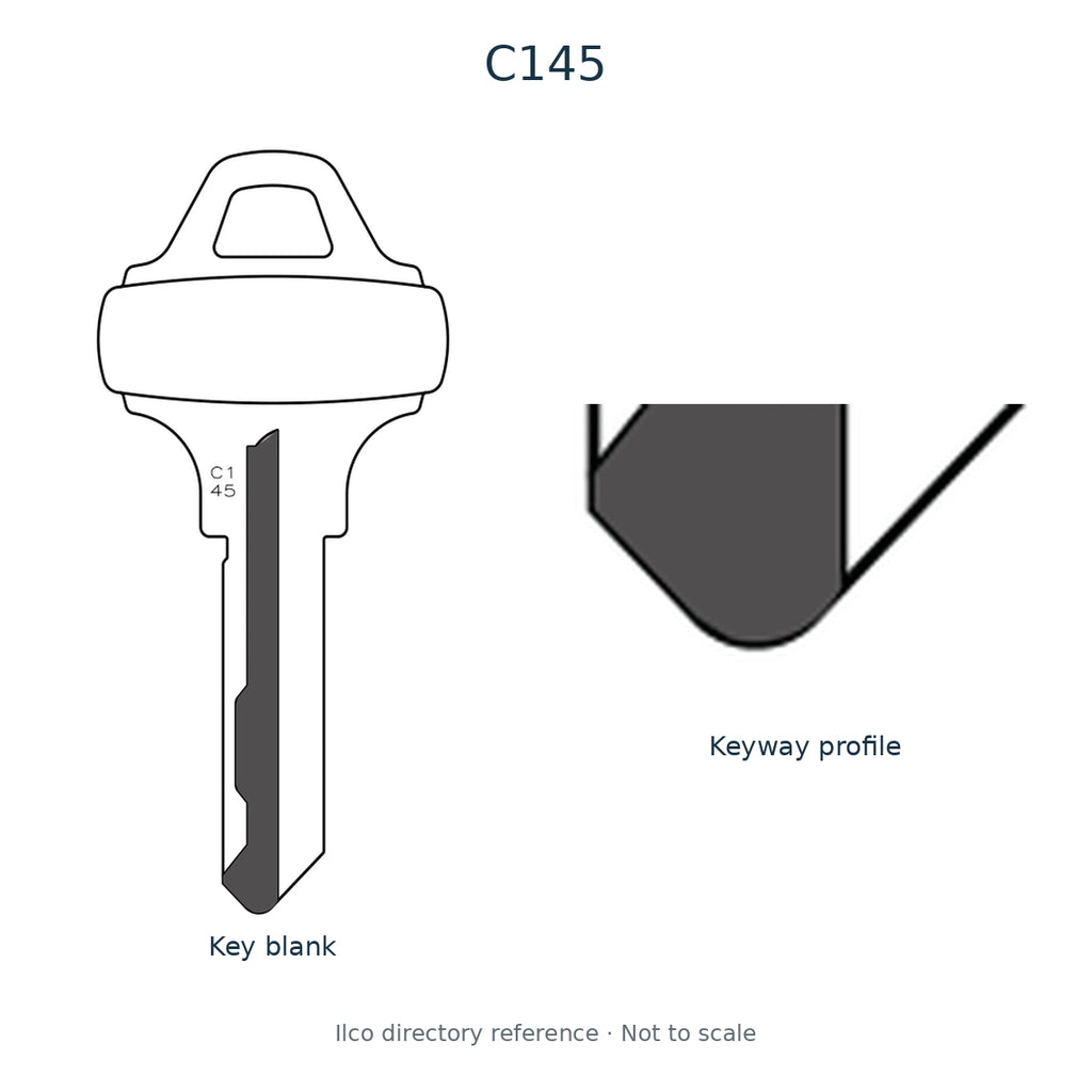 Ilco directory reference C145 — key blank and keyway profile; not to scale