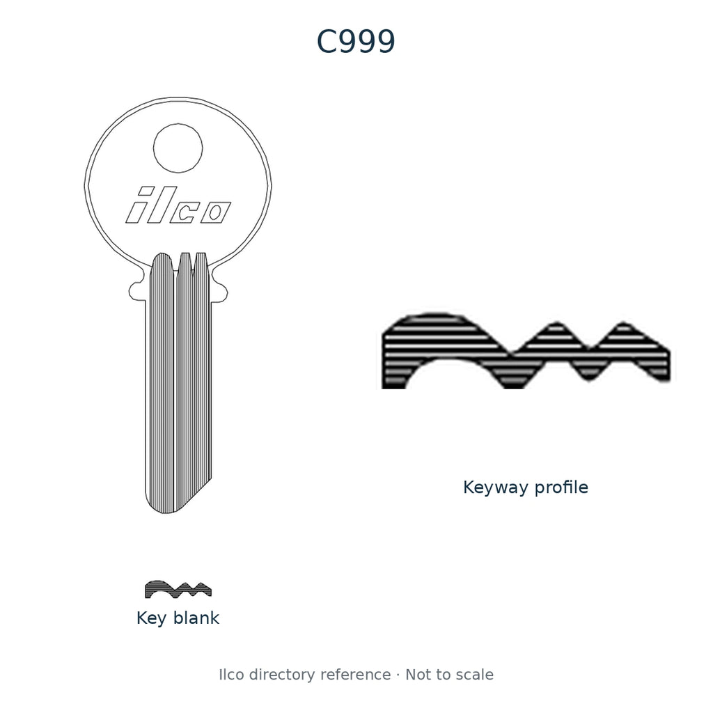 Ilco directory reference C999 — key blank and keyway profile; not to scale