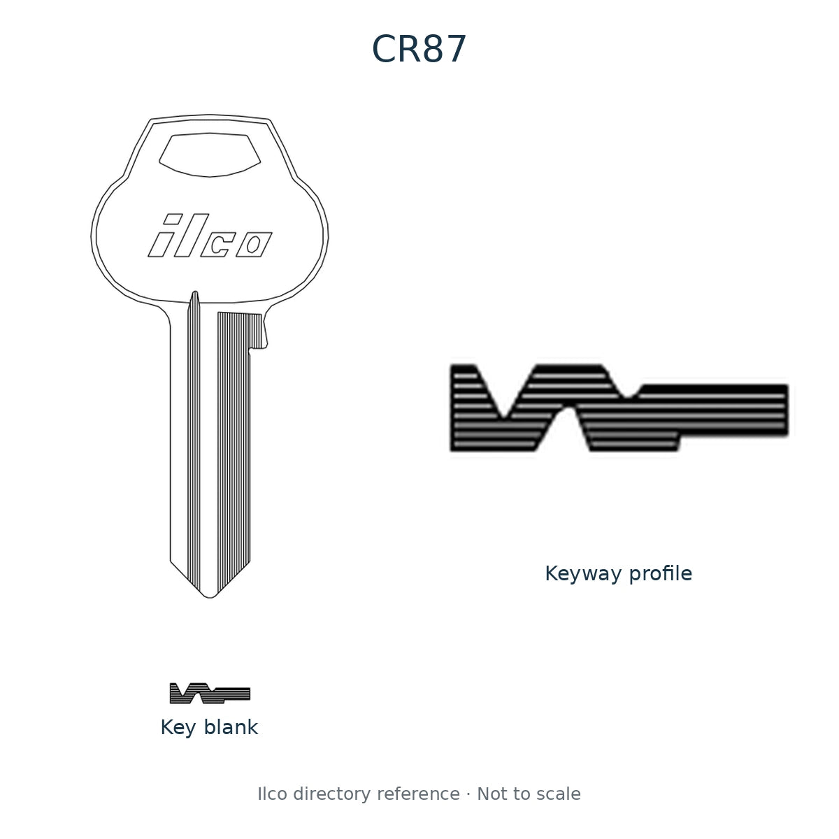 Ilco directory reference CR87 — key blank and keyway profile; not to scale