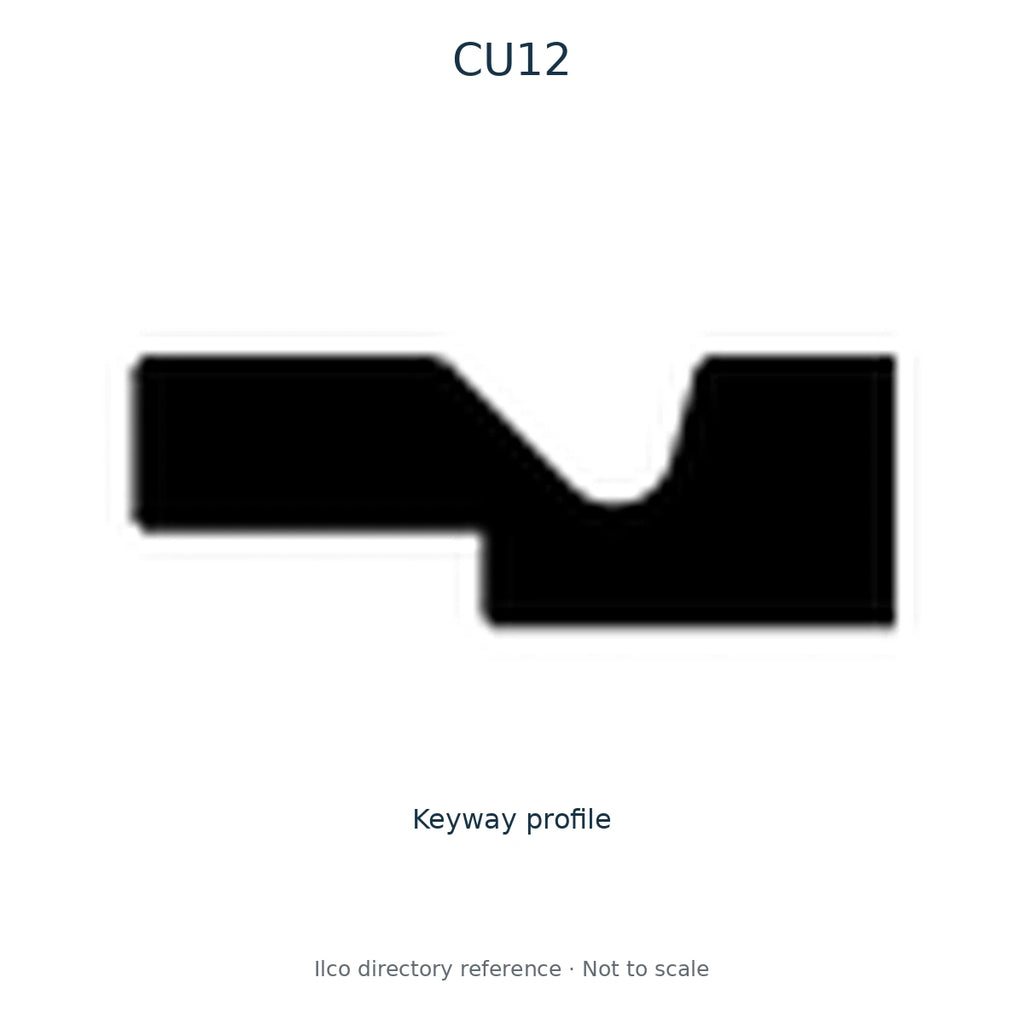 Ilco directory reference CU12 — key blank and keyway profile; not to scale